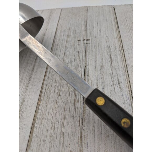 Vintage Stainless Steel USA Kitchen Ladle  11" Black Handle - Picture 6 of 7